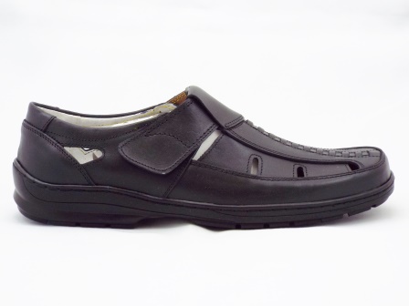 Sandale barbati negre din piele naturala, inchidere pe arici biashoes.ro imagine reduceri